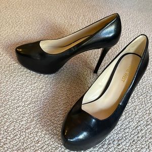 Nine West Black Platform Leather Heels